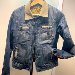 Winter Denim Jacket 100% Cotton 7 for All Mankind zipper closure insulation